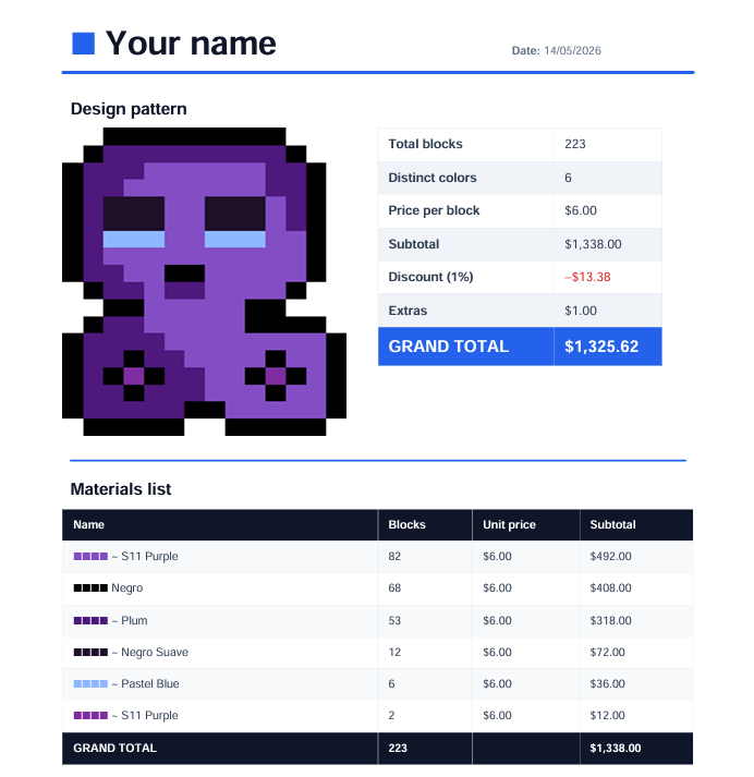 PDF invoice example